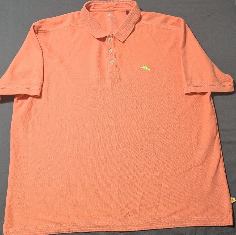 Tommy Bahama Coral Polo with Lime Accent Logo
